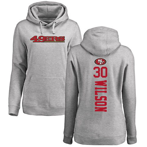 San Francisco 49ers Ash Women Jeff Wilson Backer 30 Pullover NFL Hoodie Sweatshirts
